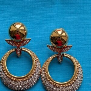 Nina Ricci Gold and Crystal Earrings